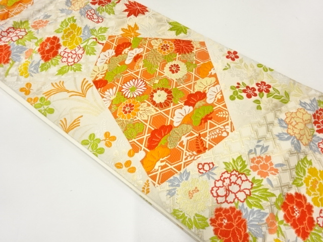 JAPANESE FUKURO OBI / KARA-ORI / WOVEN PEONY